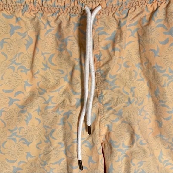 Billy Reid Men's Orange/ Blue Print Swim Trunks Shorts - 35602 - Picture 3 of 11